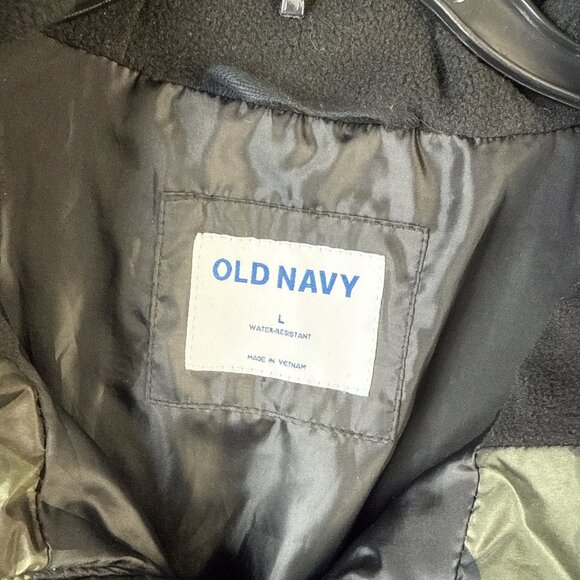 Old Navy Hooded Puffer Jacket Womens Size L Frost Free Water Resistant Camo Coat - Picture 3 of 13
